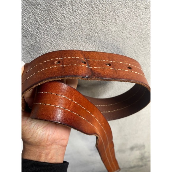 Vintage Gap Leather Belt Womens Medium Brown Western Stitched Buckle Italy - Picture 6 of 8